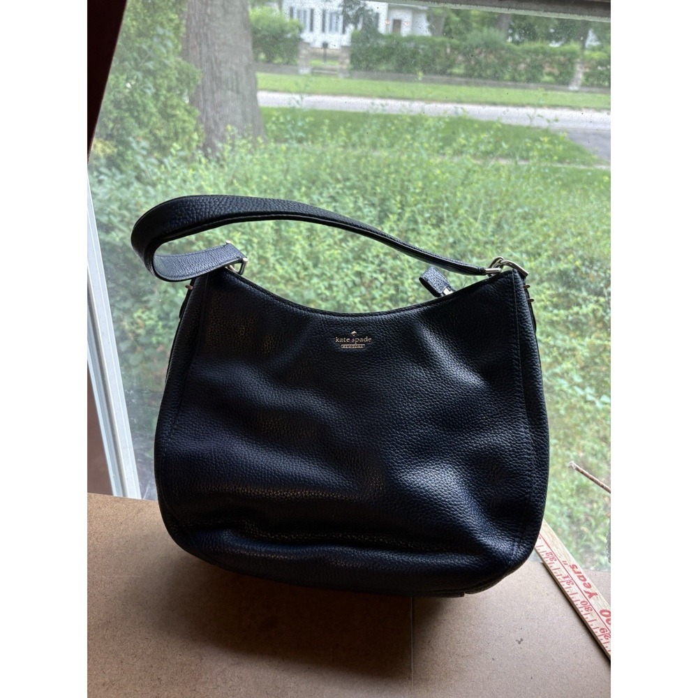 Kate Spade New York Black Pebbled Leather Hobo Shoulder Bag Purse - Picture 2 of 7
